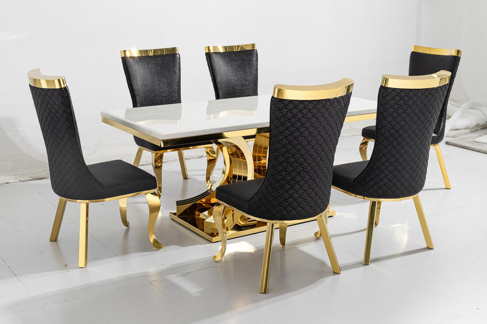 Aura Marble Dining Table with Samara Chairs