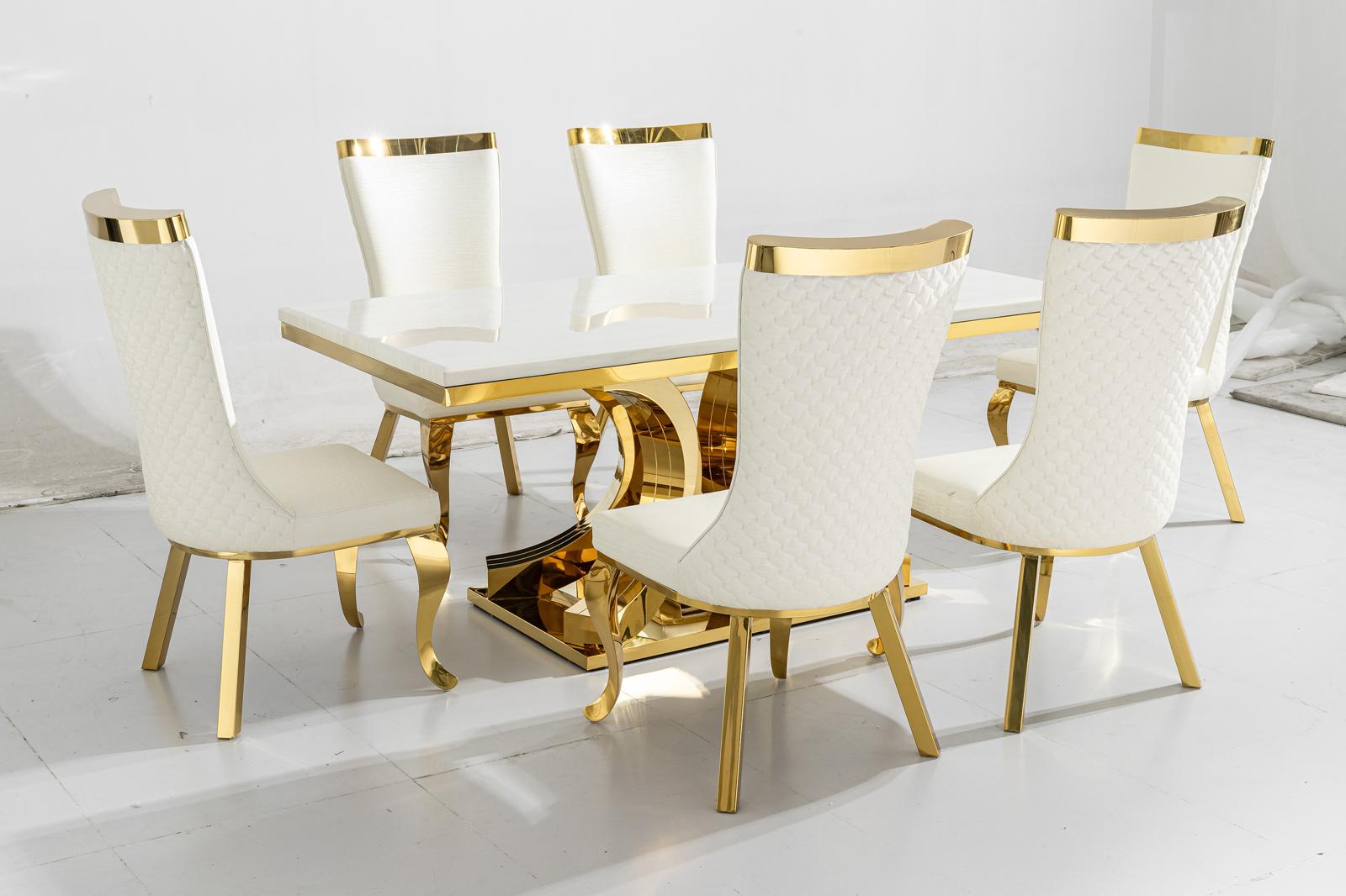 Aura Marble Dining Table with Samara Chairs