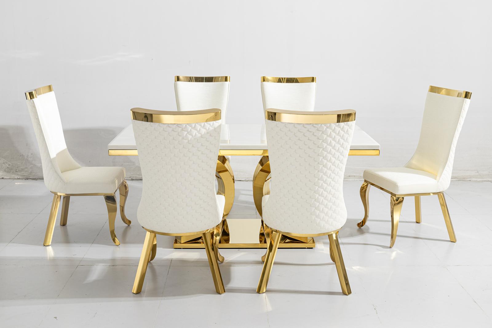Aura Marble Dining Table with Samara Chairs