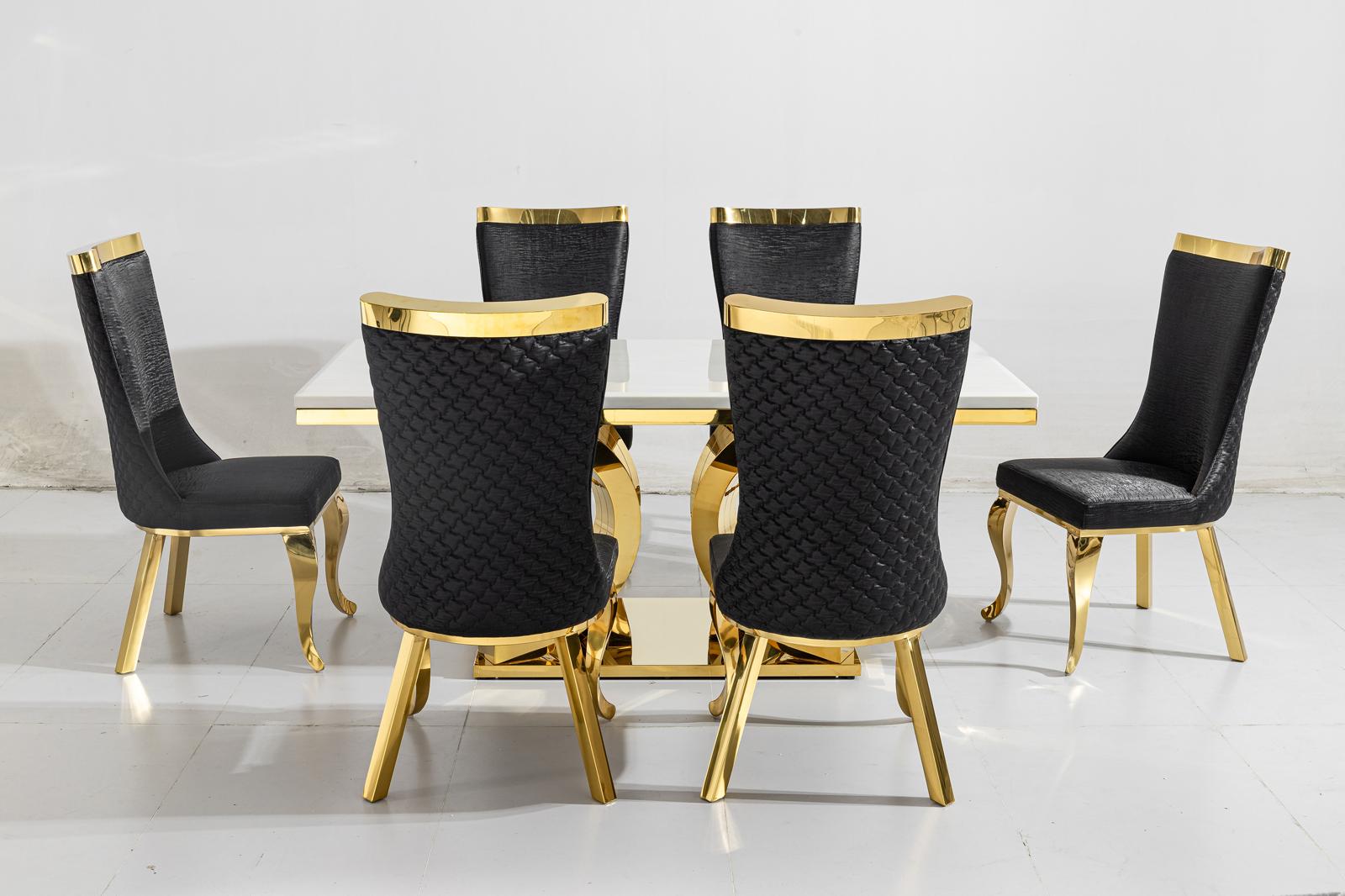 Aura Marble Dining Table with Samara Chairs
