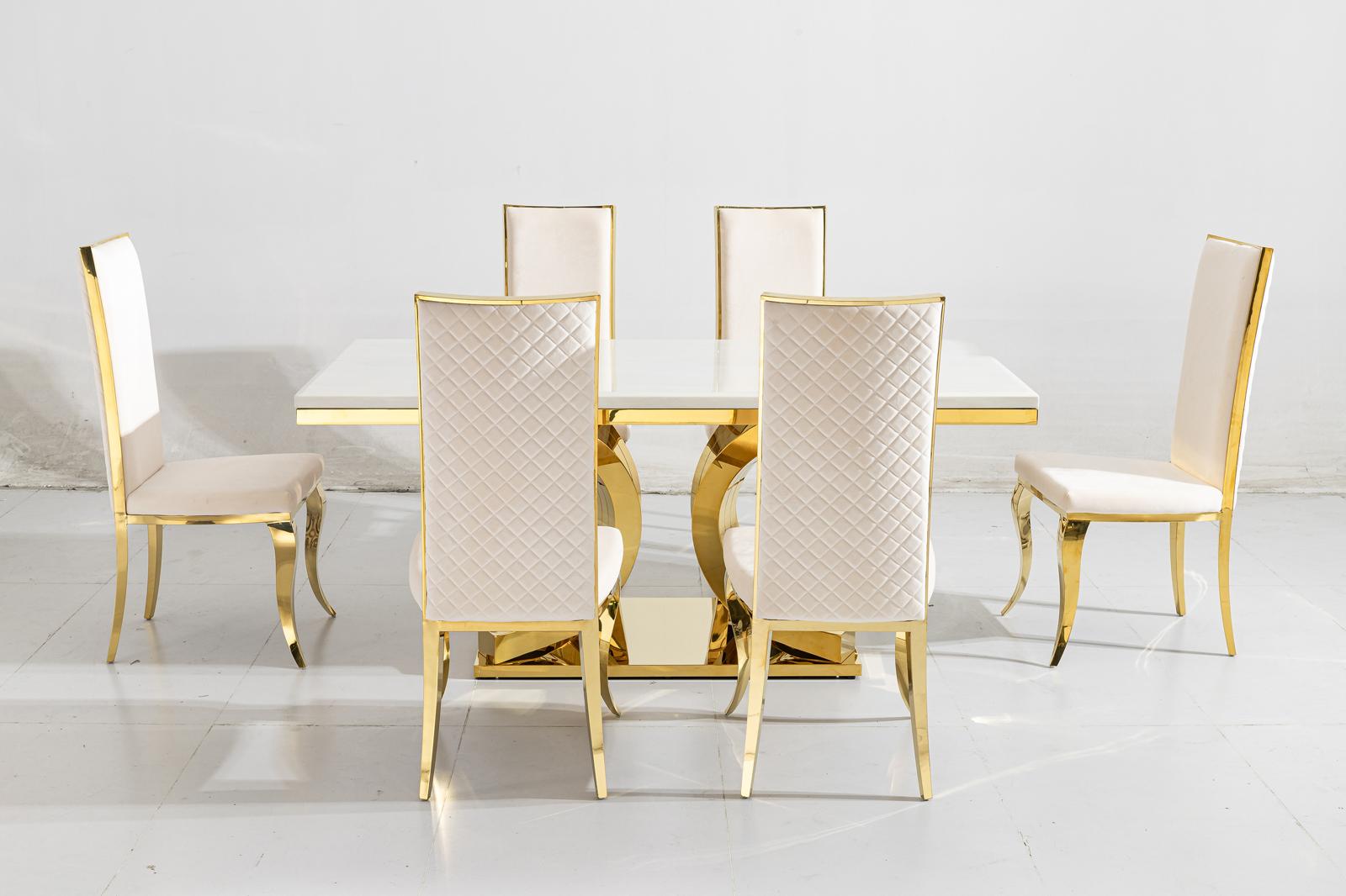 Aura Marble Dining Table with Flora Chairs