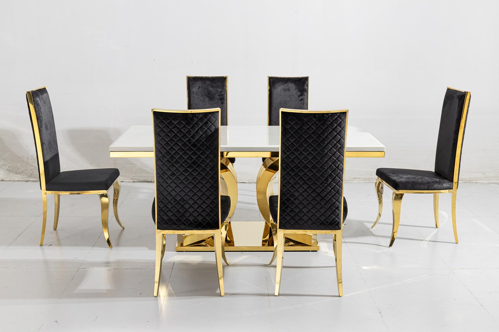 Aura Marble Dining Table with Flora Chairs