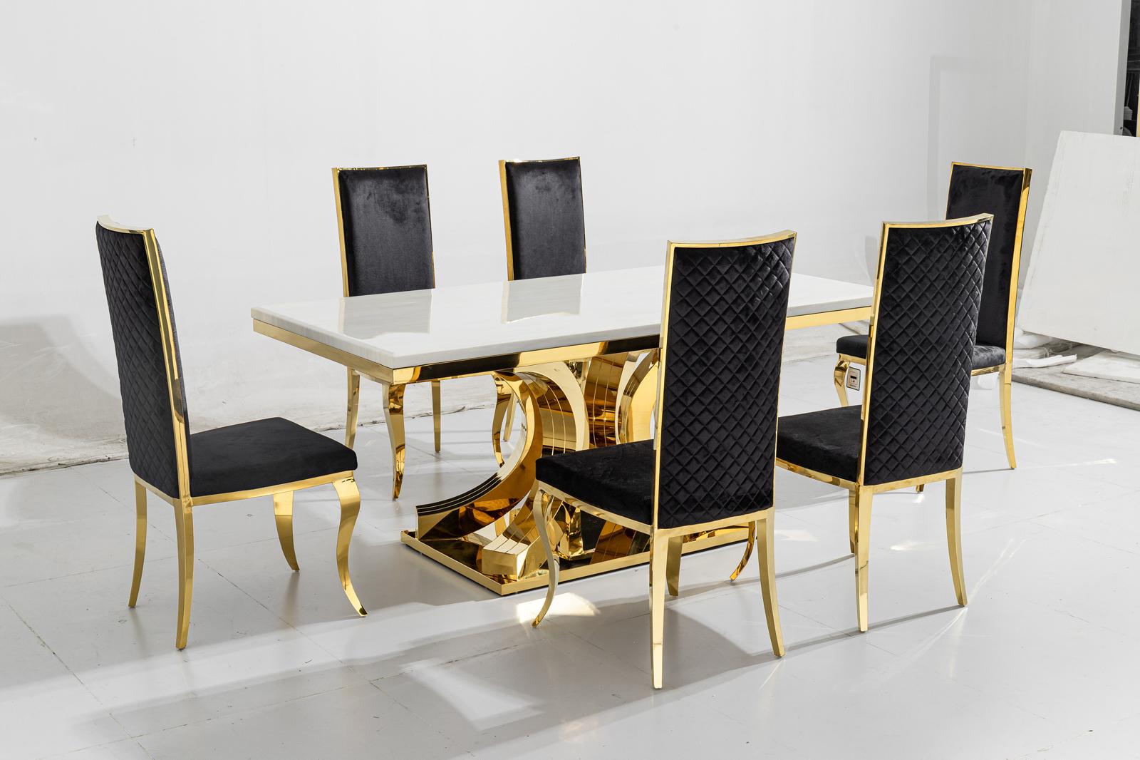 Aura Marble Dining Table with Flora Chairs