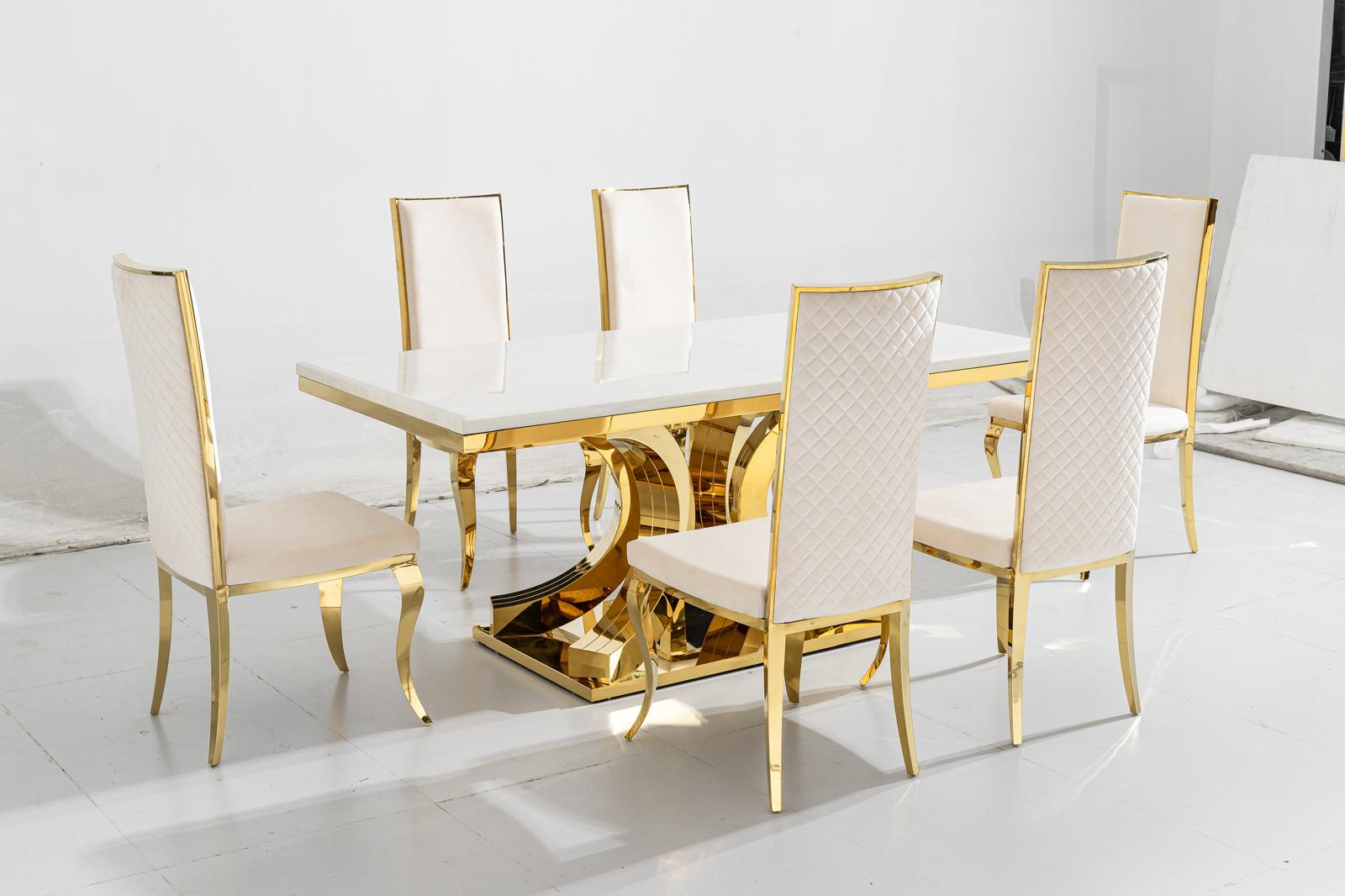 Aura Marble Dining Table with Flora Chairs