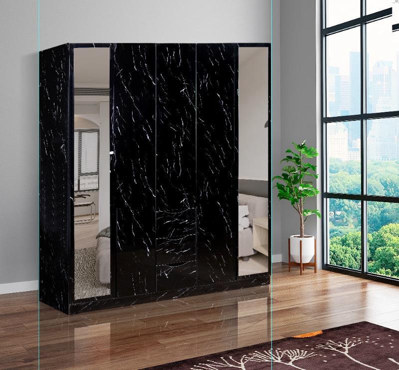 5-Door High Gloss Wardrobe